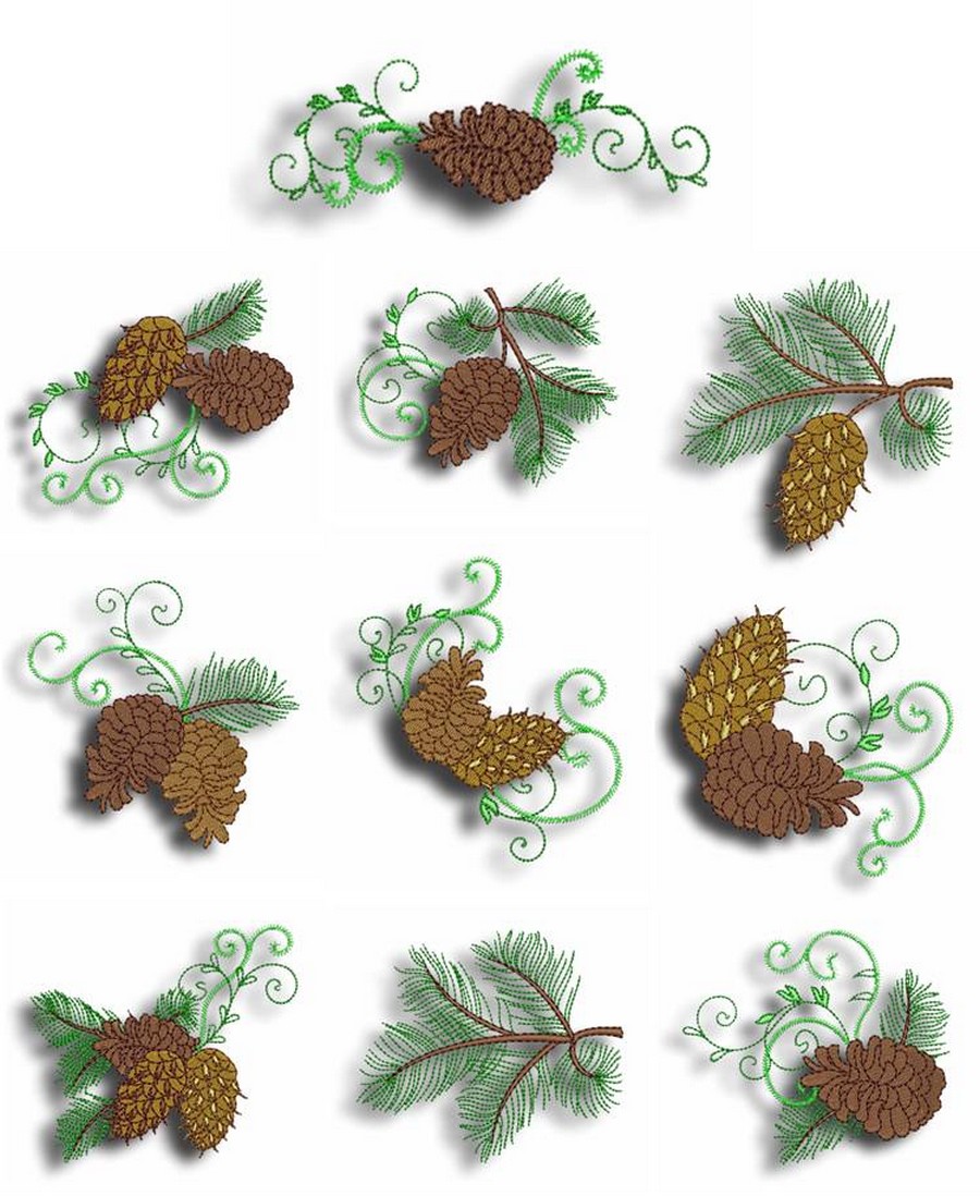 Curly Swirly Pine Cone Collection | Machine Embroidery ...