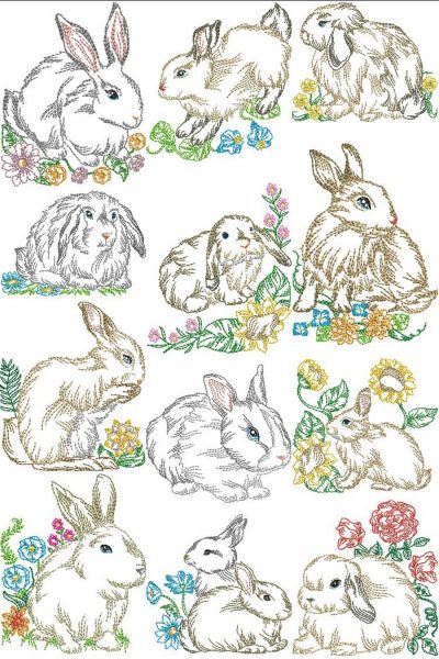 Bunnies in the Garden | Machine Embroidery Designs By Sew Swell