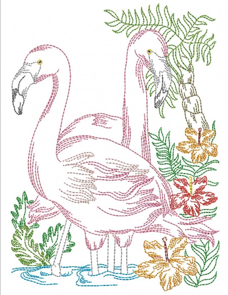Tropical Flamingos Collection Machine Embroidery Designs By Sew Swell