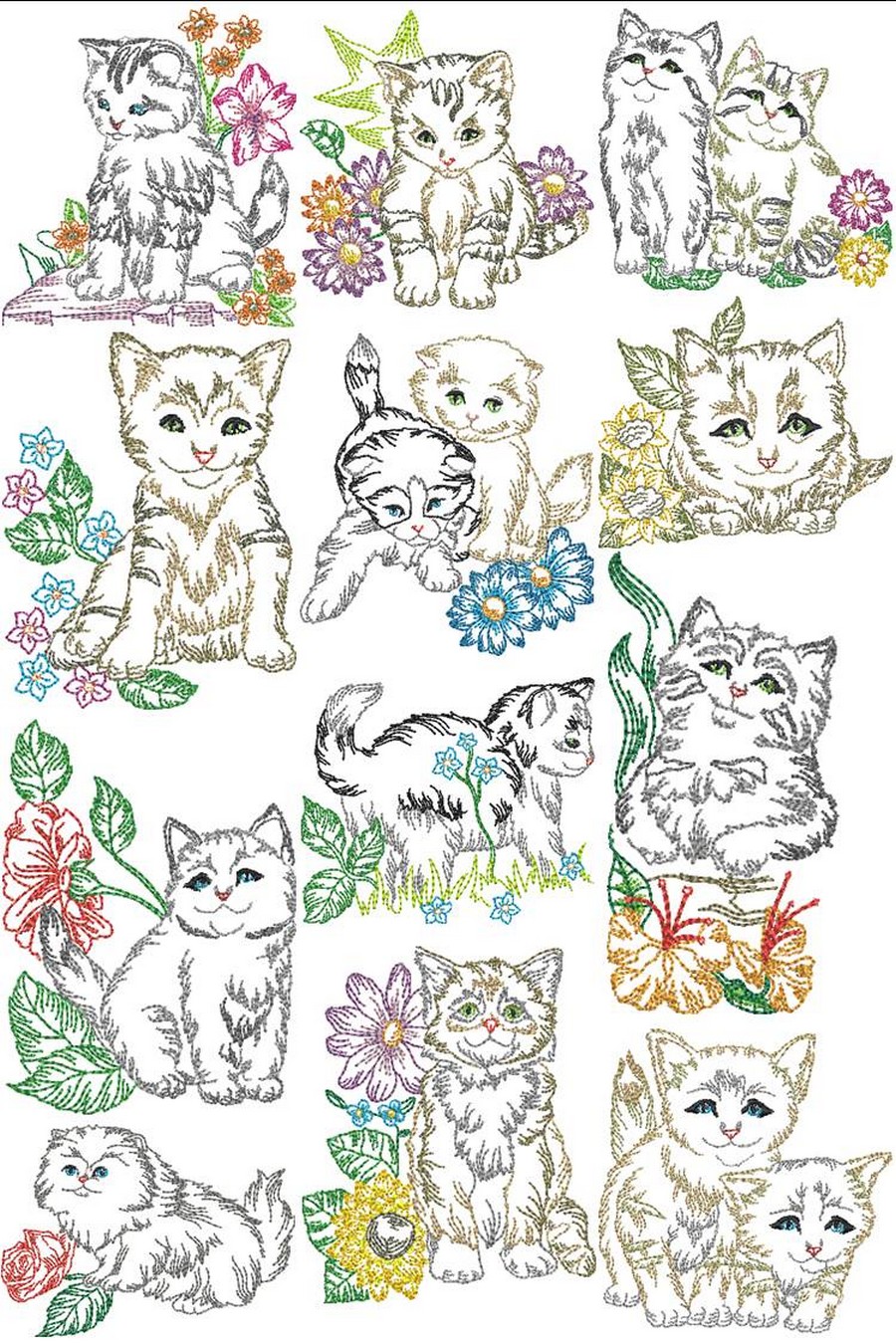 Cute and Cuddly Kittens Machine Embroidery Designs By Sew Swell