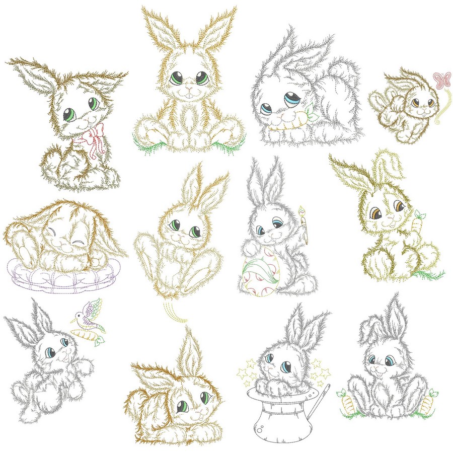 Fluffy Bunny Collection | Machine Embroidery Designs By Sew Swell