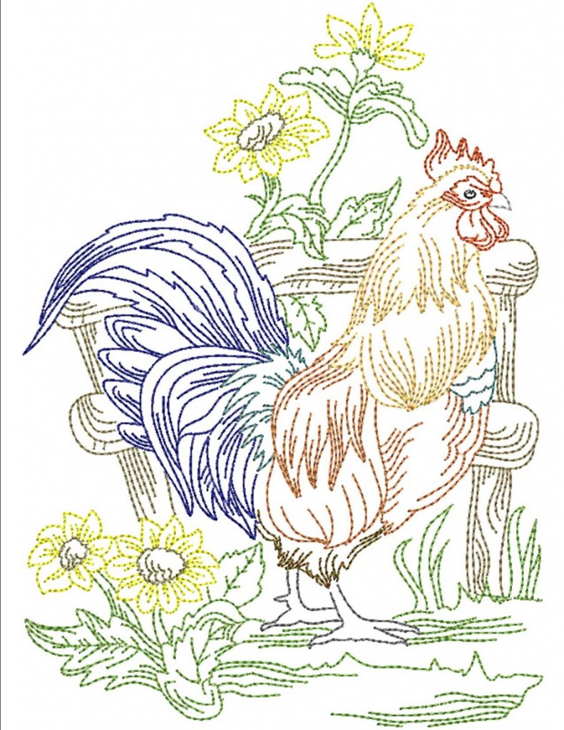 Roosters In Sunflowers Machine Embroidery Designs By Sew Swell 3441