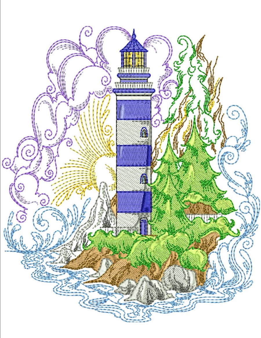 Lighthouse Embroidery Design Machine Embroidery