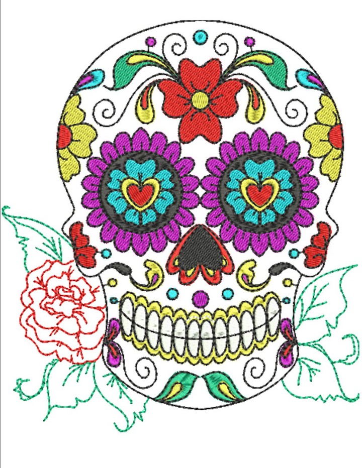 Sugar Skulls Machine Embroidery Designs By Sew Swell   SUGAR SKULLS PREVIEW 900 