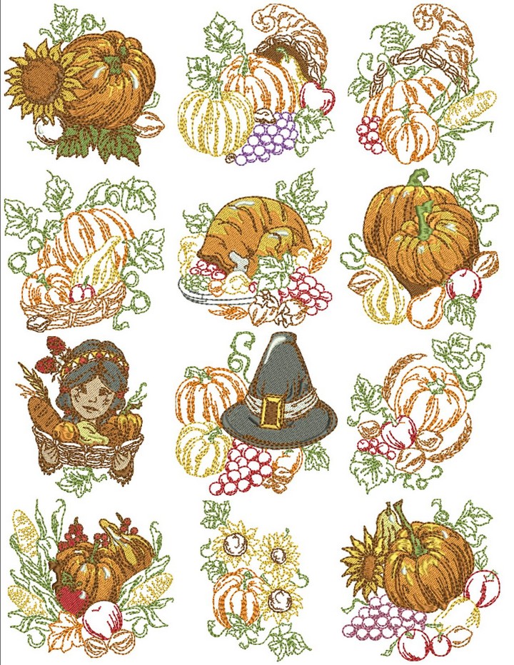 Thanksgiving Embroidery Designs