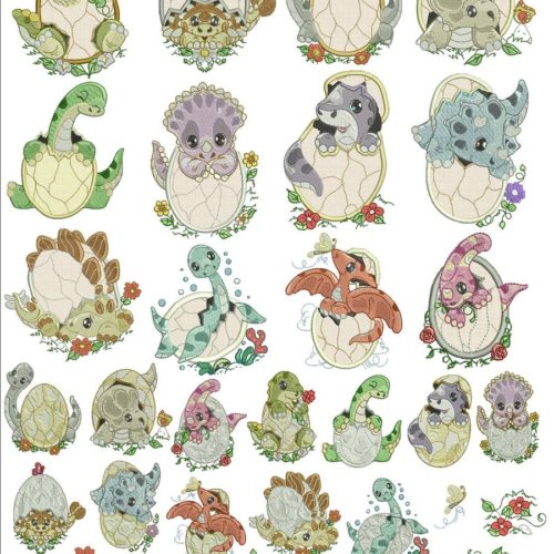 Applique Dino Hatchlings | Machine Embroidery Designs By Sew Swell